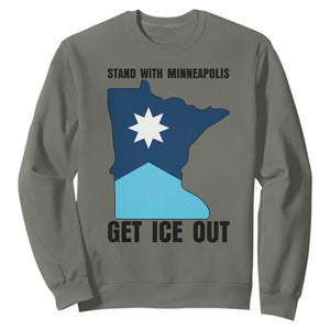 Stand With Minneapolis Sweatshirt Social Justice Support TS12 Military Green Print Your Wear