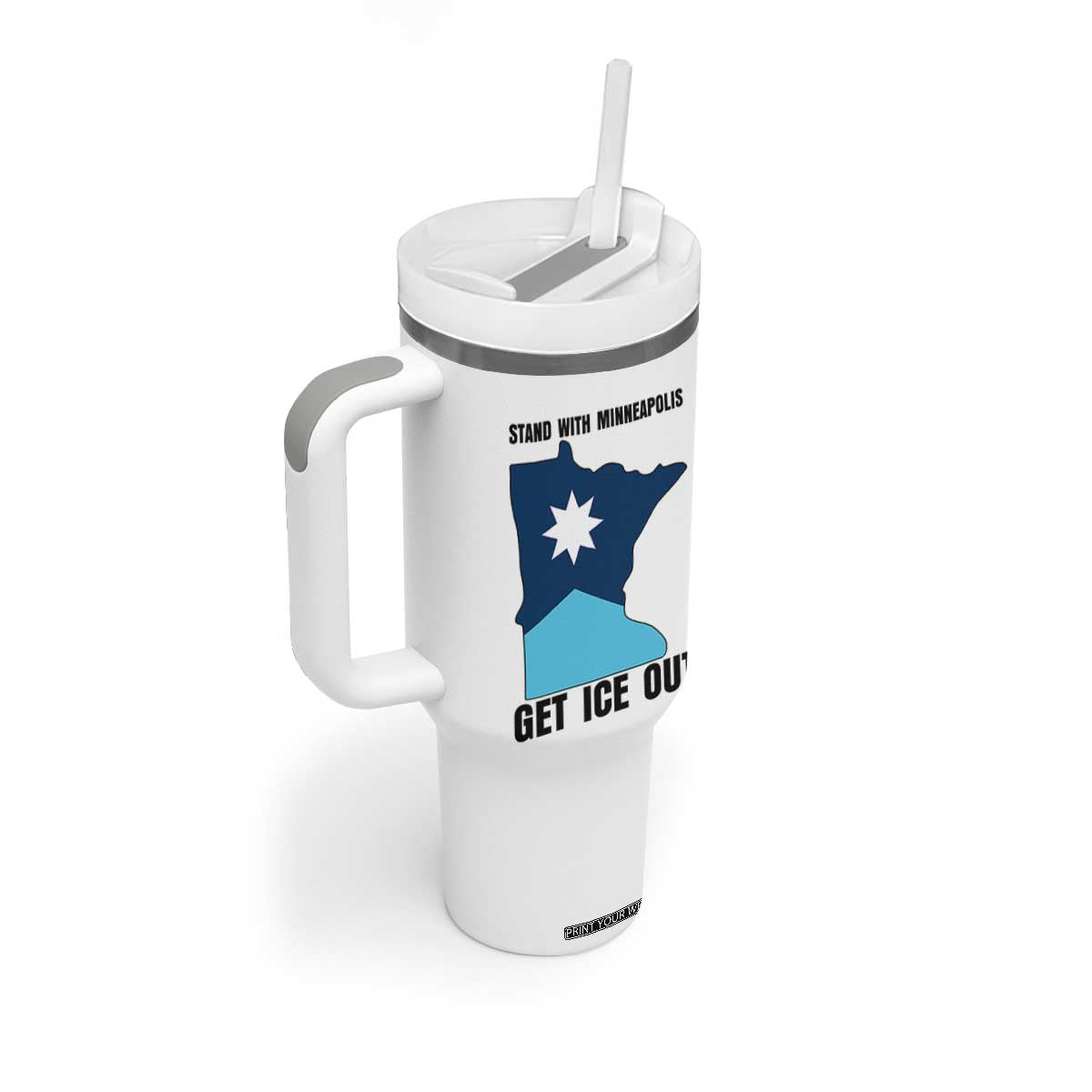 Stand With Minneapolis Tumbler With Handle Social Justice Support TS12 Print Your Wear