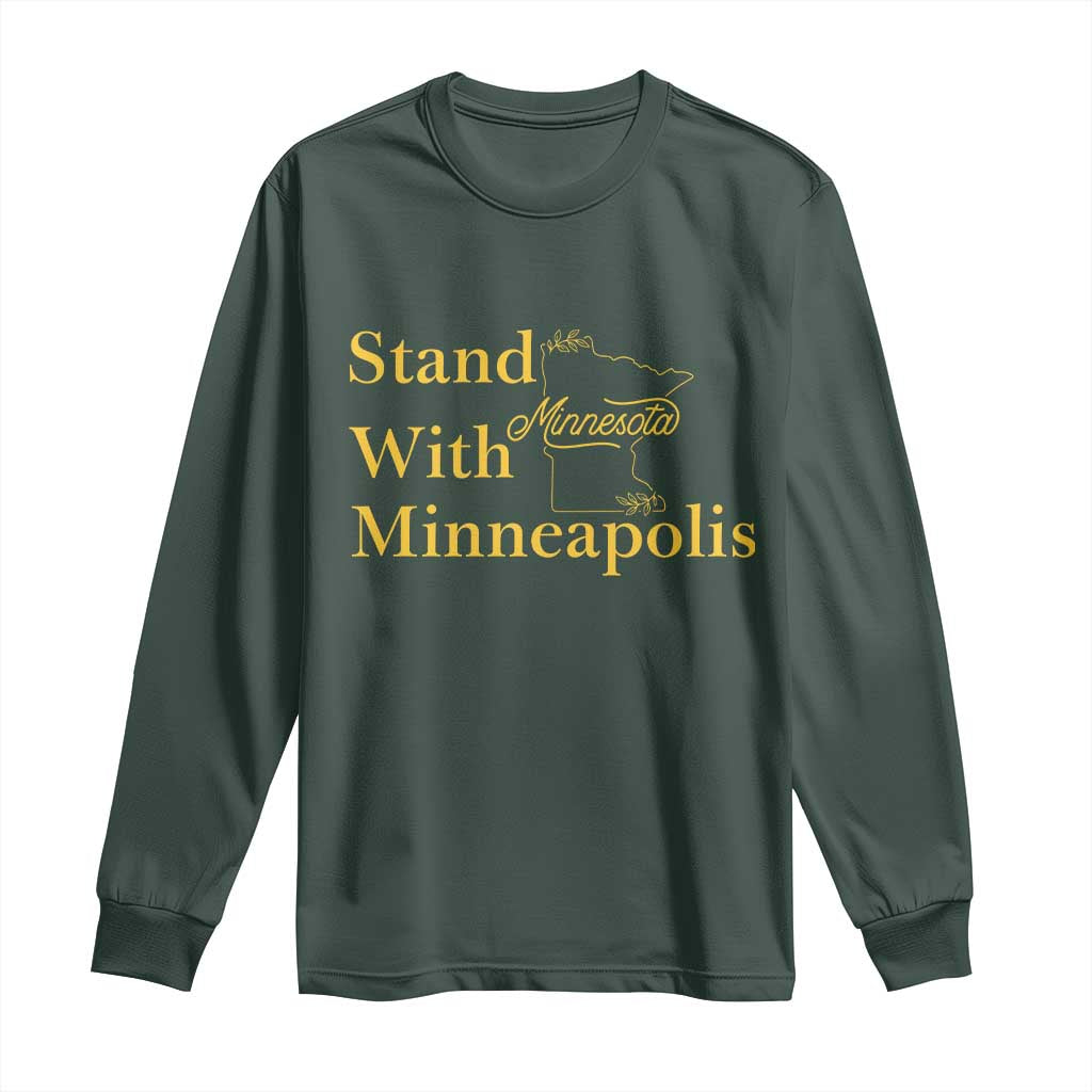 Stand With Minneapolis Long Sleeve Shirt Community And Social Justice Gift TS12 Dark Forest Green Print Your Wear
