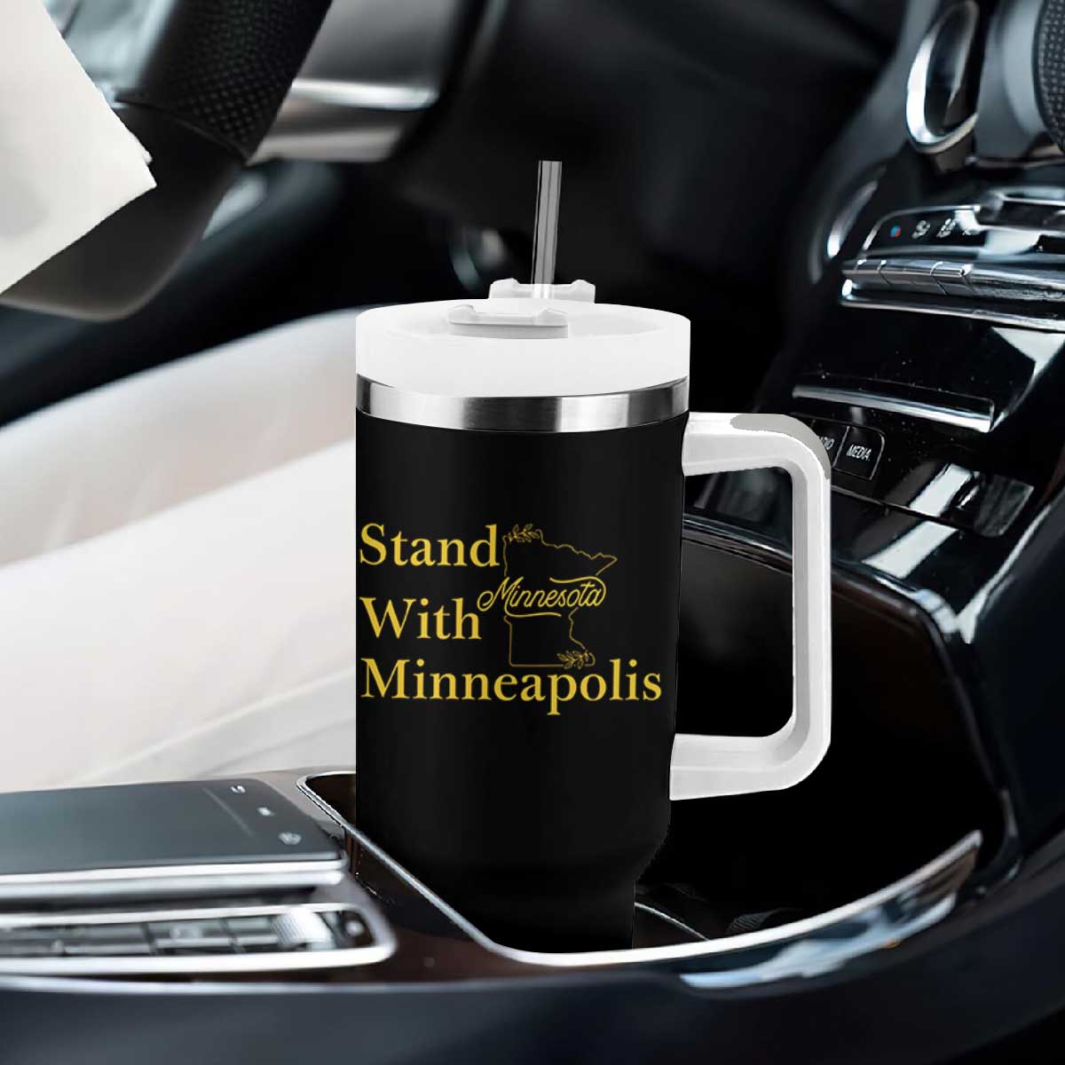 Stand With Minneapolis Tumbler With Handle Community And Social Justice Gift TS12 Print Your Wear