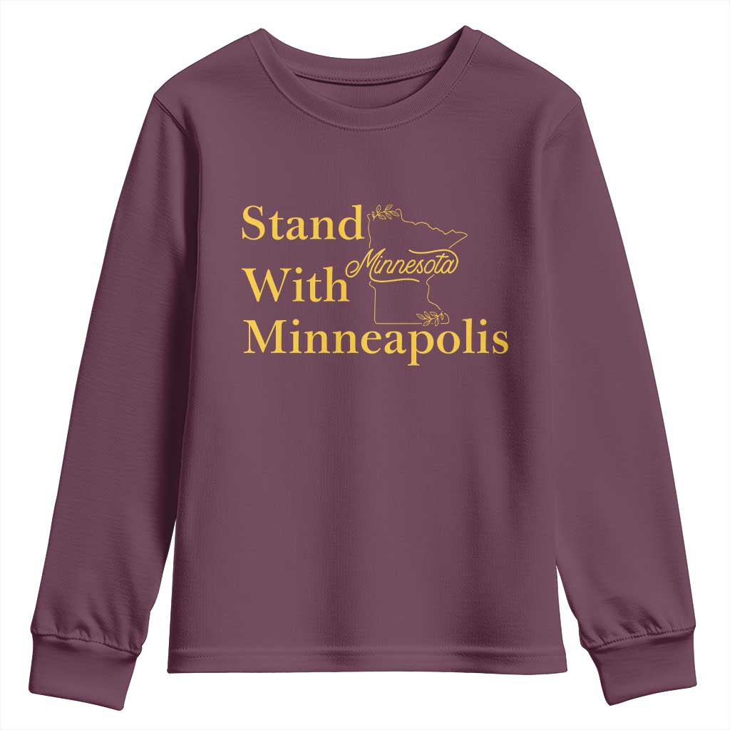 Stand With Minneapolis Youth Sweatshirt Community And Social Justice Gift TS12 Maroon Print Your Wear