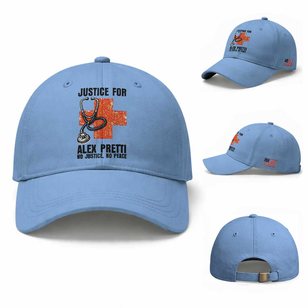 Justice For Alex Pretti Baseball Cap Minneapolis Support Gift TS12 Baseball Cap Universal Fit Light Blue Print Your Wear