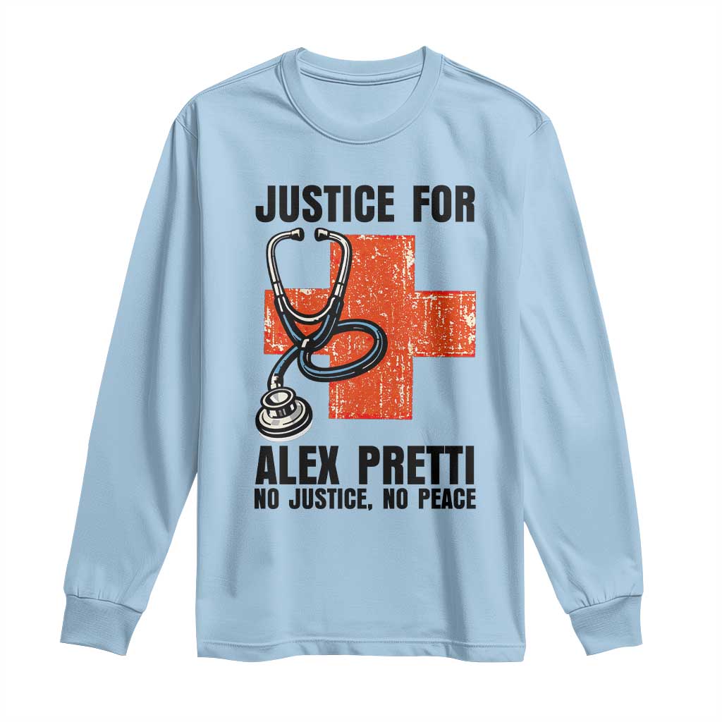 Justice For Alex Pretti Long Sleeve Shirt Minneapolis Support Gift TS12 Light Blue Print Your Wear