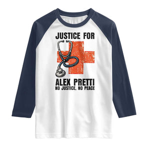 Justice For Alex Pretti Raglan Shirt Minneapolis Support Gift TS12 White Navy Print Your Wear