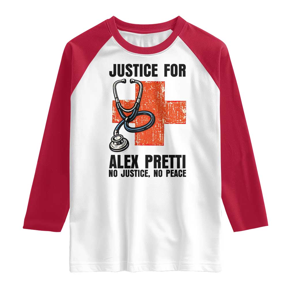 Justice For Alex Pretti Raglan Shirt Minneapolis Support Gift TS12 White Red Print Your Wear