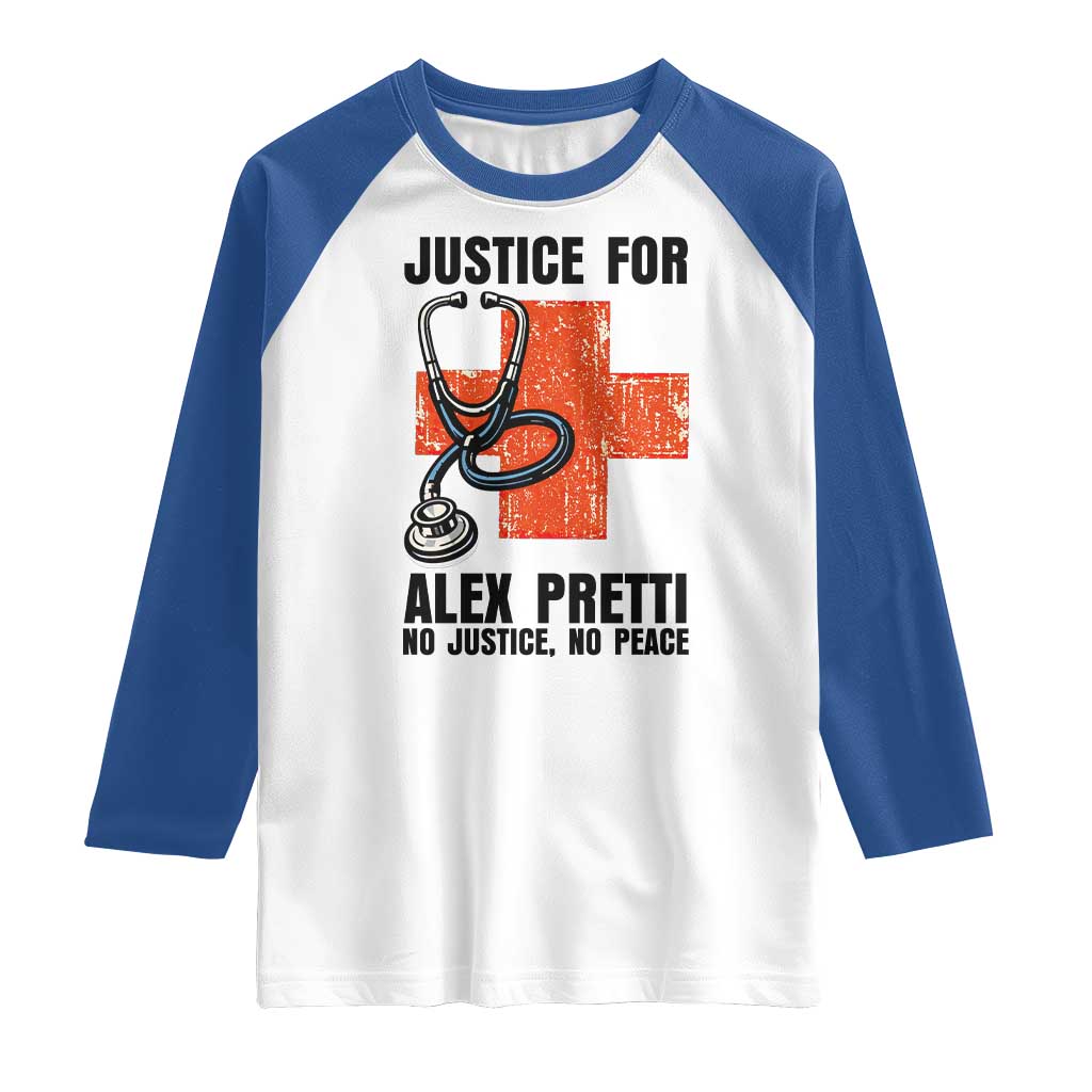 Justice For Alex Pretti Raglan Shirt Minneapolis Support Gift TS12 White Royal Print Your Wear