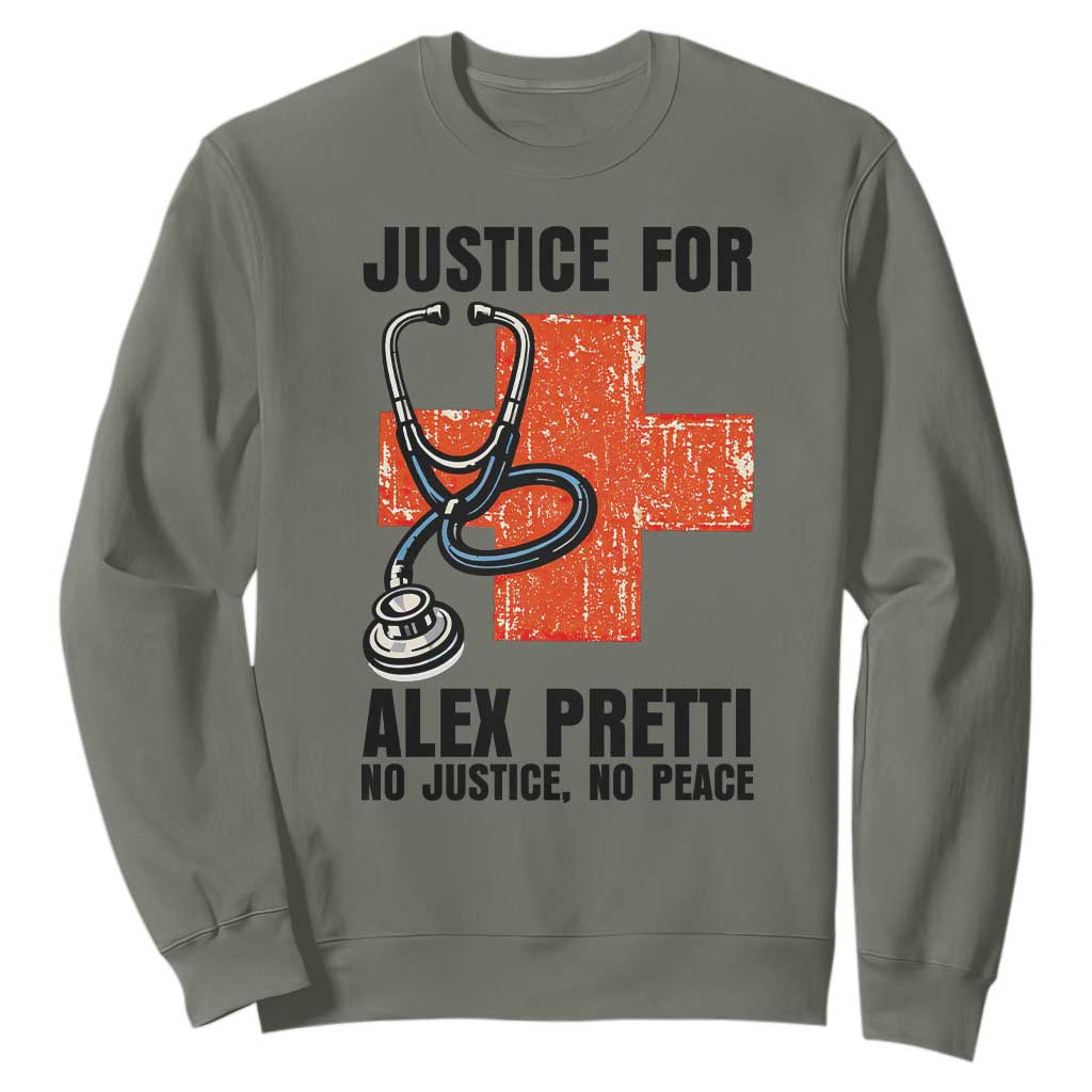 Justice For Alex Pretti Sweatshirt Minneapolis Support Gift TS12 Military Green Print Your Wear