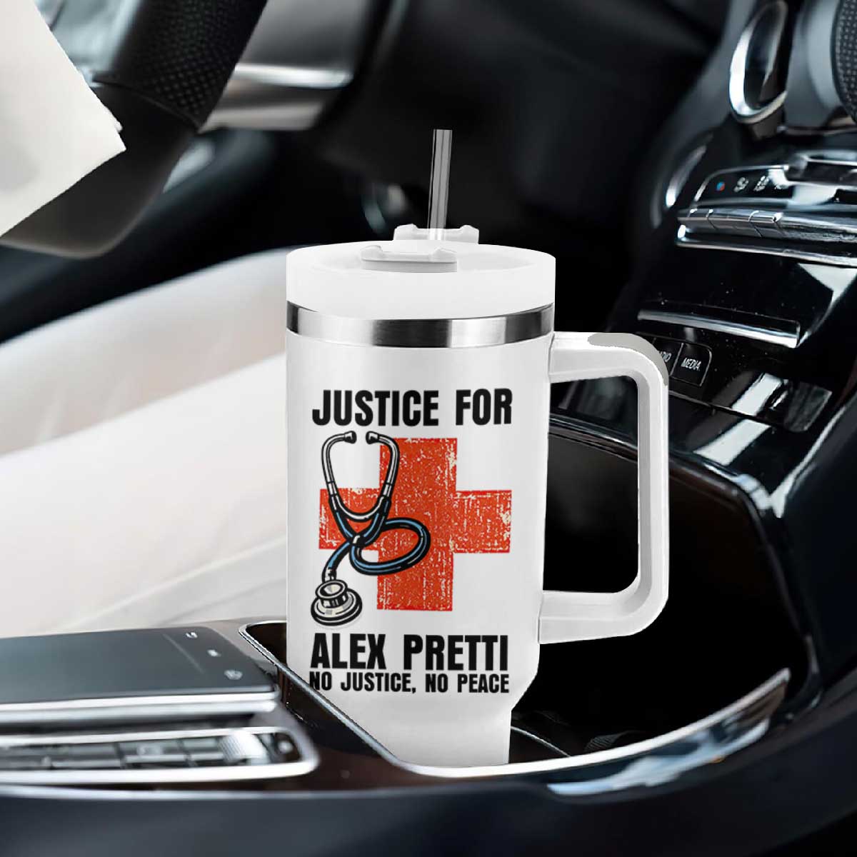 Justice For Alex Pretti Tumbler With Handle Minneapolis Support Gift TS12 Print Your Wear