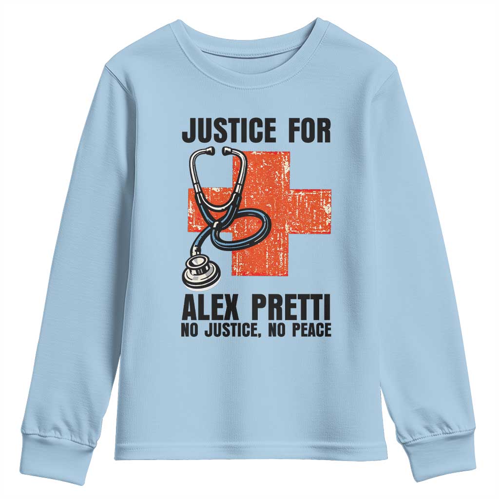 Justice For Alex Pretti Youth Sweatshirt Minneapolis Support Gift TS12 Light Blue Print Your Wear