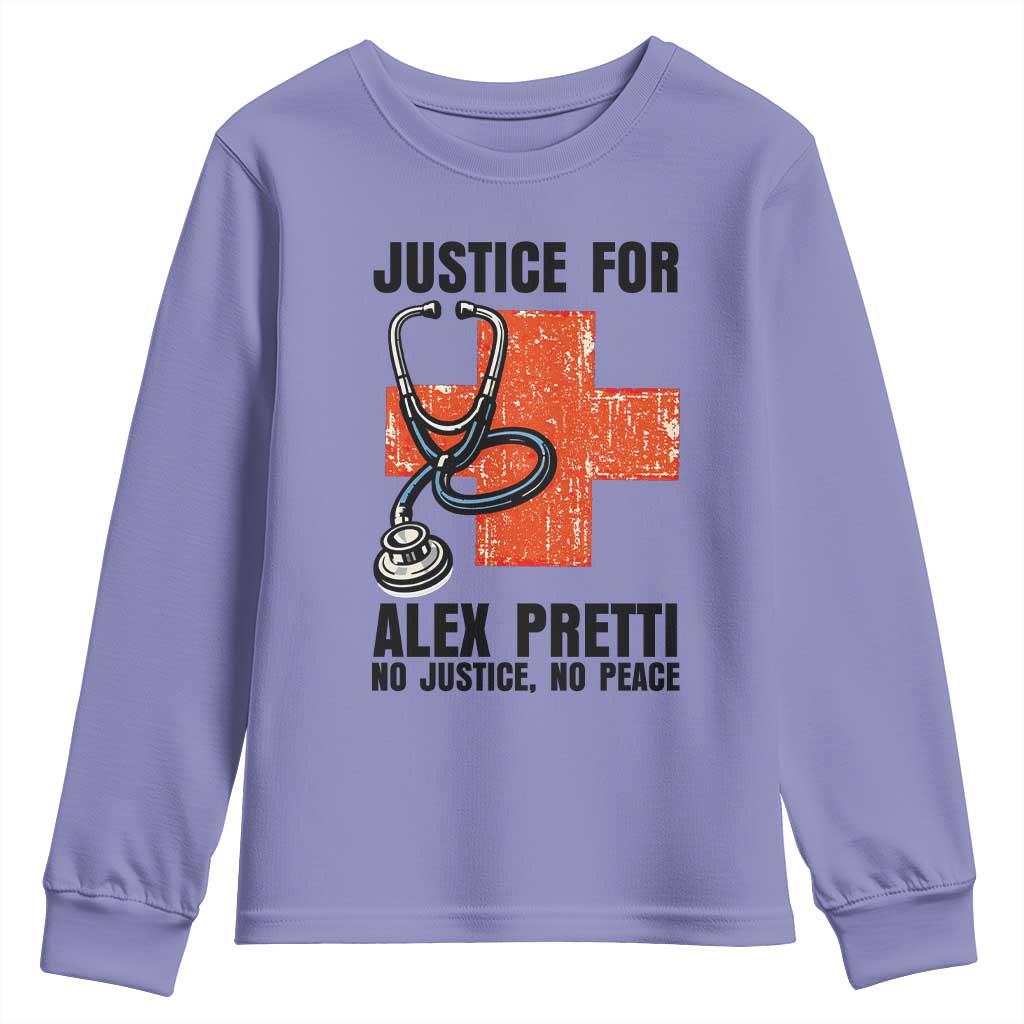 Justice For Alex Pretti Youth Sweatshirt Minneapolis Support Gift TS12 Violet Print Your Wear