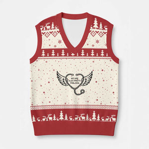 We Are All Pretti Good V-Neck Knit Sweater Vest We Are All Pretti Good TS12 Beige Red Print Your Wear