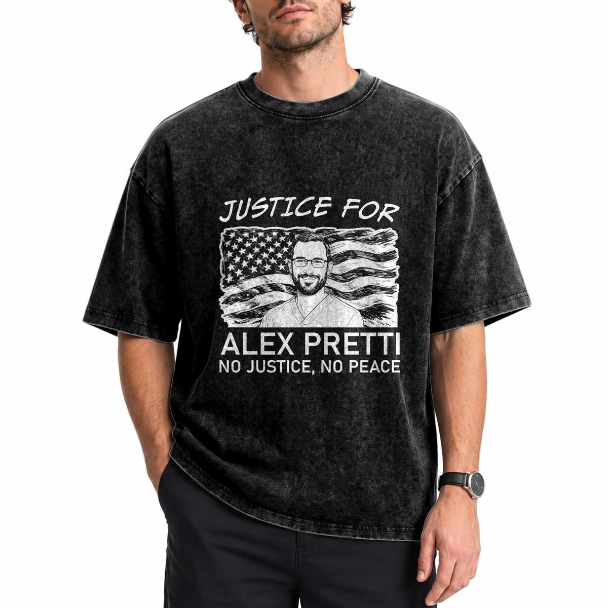 Minneapolis Strong Stand With Alex Washed Cotton T-Shirt Justice And Solidarity Support Gift