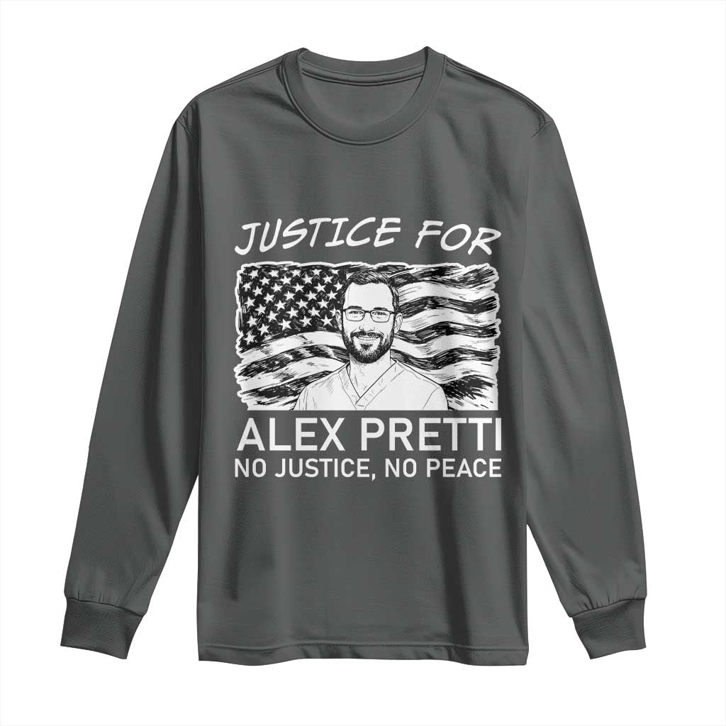 Minneapolis Strong Stand With Alex Long Sleeve Shirt Justice And Solidarity Support Gift TS12 Dark Heather Print Your Wear