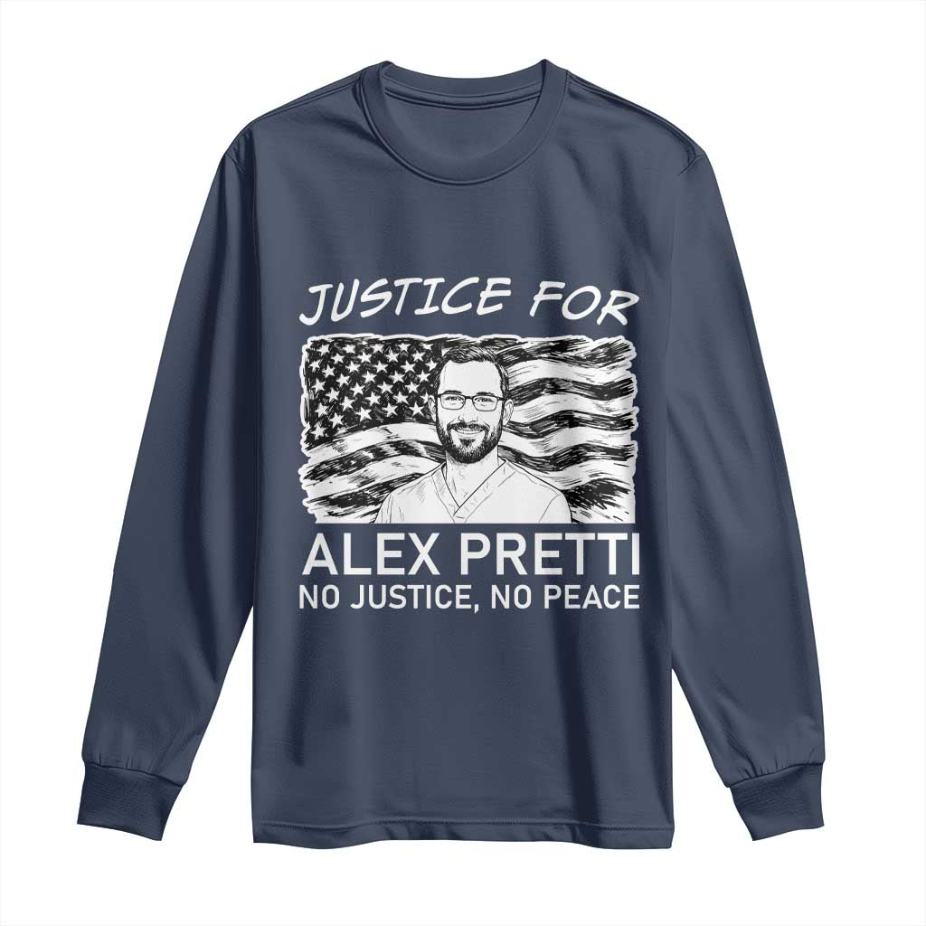Minneapolis Strong Stand With Alex Long Sleeve Shirt Justice And Solidarity Support Gift TS12 Navy Print Your Wear