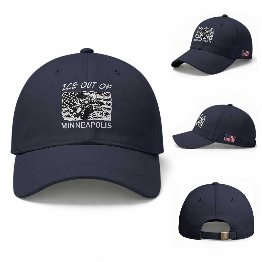Ice Out Of Minneapolis Baseball Cap Minnesota Protest Support Gift TS12 Baseball Cap Universal Fit Navy Print Your Wear