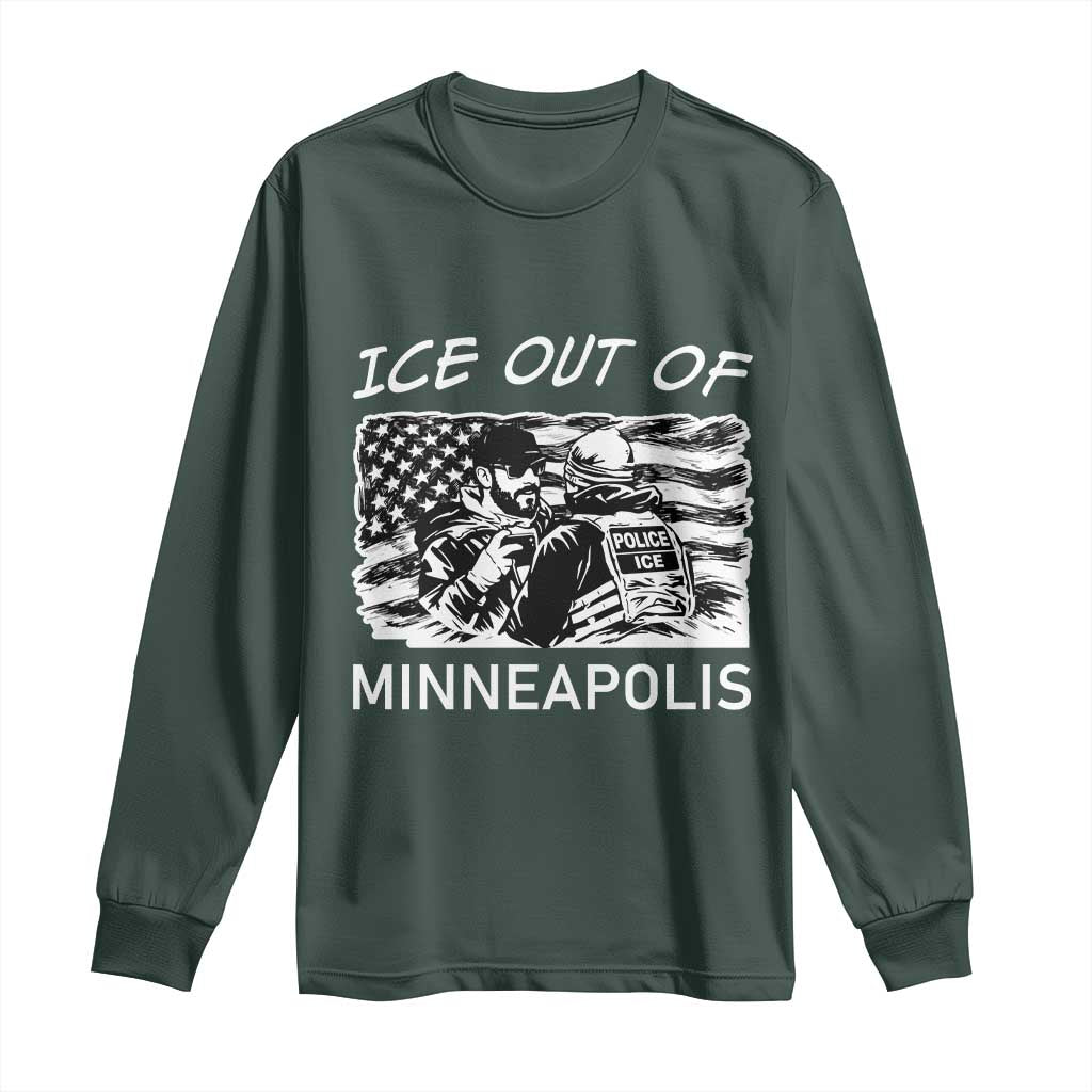 Ice Out Of Minneapolis Long Sleeve Shirt Minnesota Protest Support Gift TS12 Dark Forest Green Print Your Wear