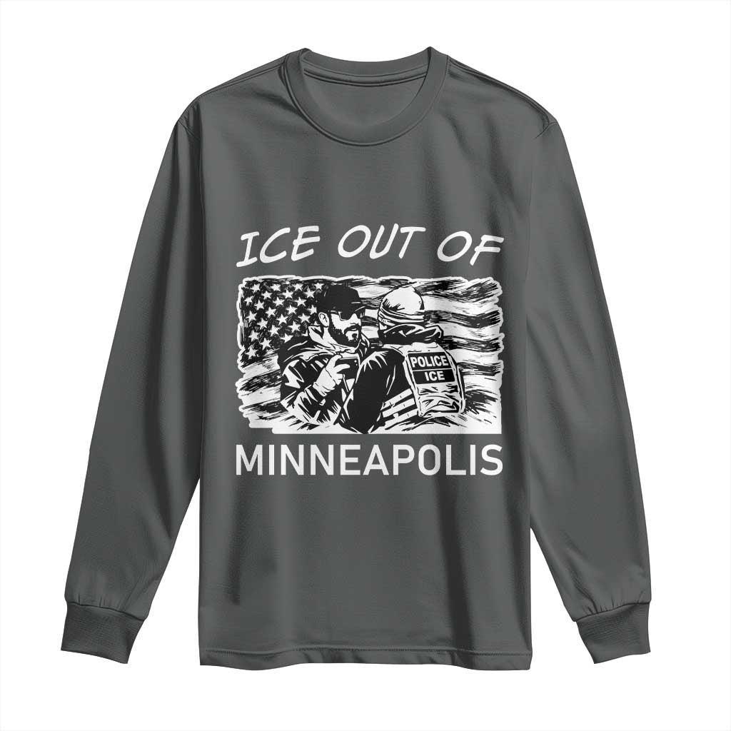 Ice Out Of Minneapolis Long Sleeve Shirt Minnesota Protest Support Gift TS12 Dark Heather Print Your Wear