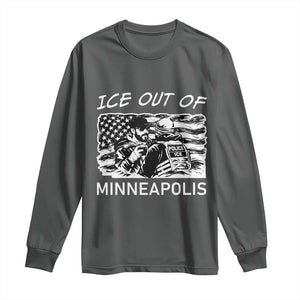 Ice Out Of Minneapolis Long Sleeve Shirt Minnesota Protest Support Gift TS12 Dark Heather Print Your Wear