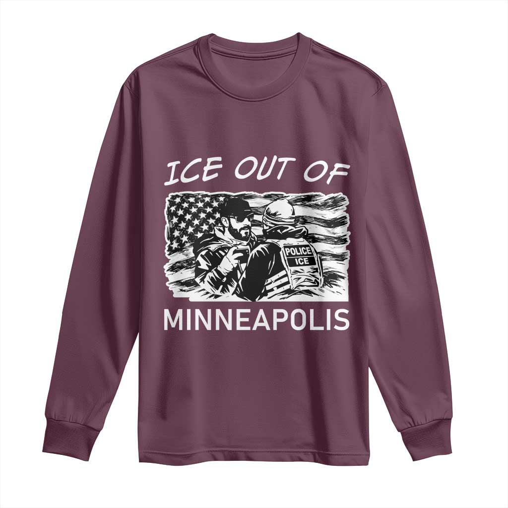 Ice Out Of Minneapolis Long Sleeve Shirt Minnesota Protest Support Gift TS12 Maroon Print Your Wear