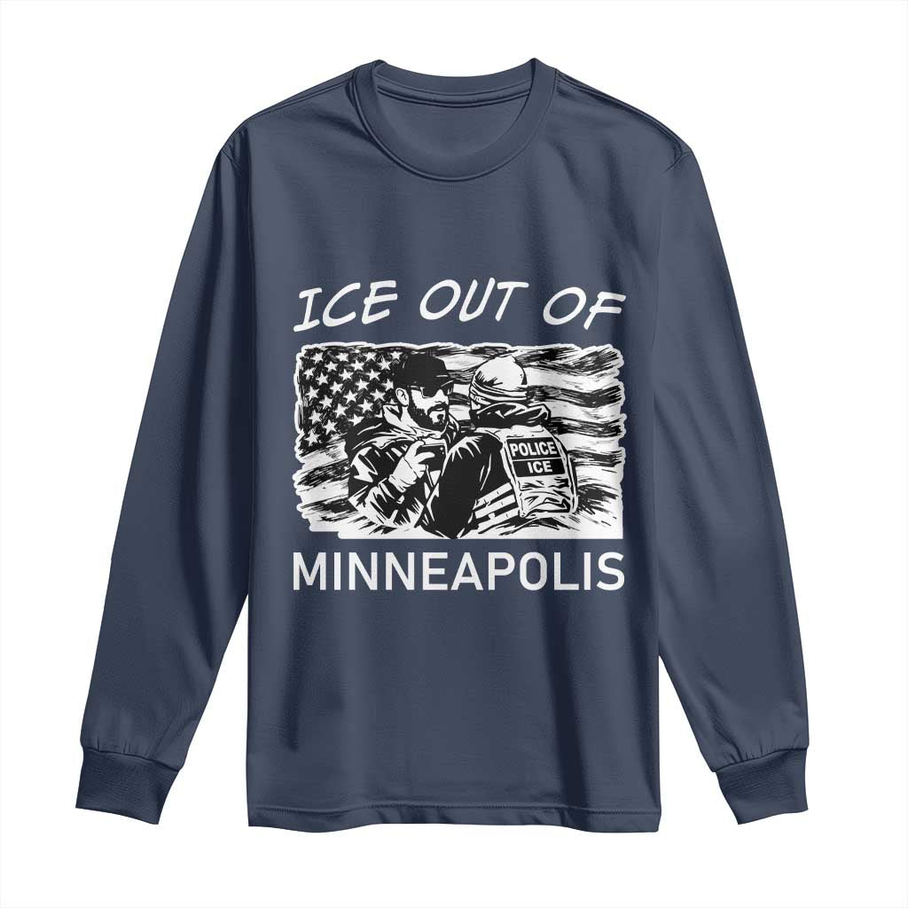 Ice Out Of Minneapolis Long Sleeve Shirt Minnesota Protest Support Gift TS12 Navy Print Your Wear