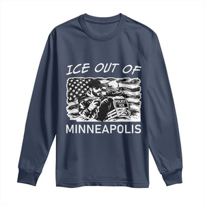 Ice Out Of Minneapolis Long Sleeve Shirt Minnesota Protest Support Gift TS12 Navy Print Your Wear