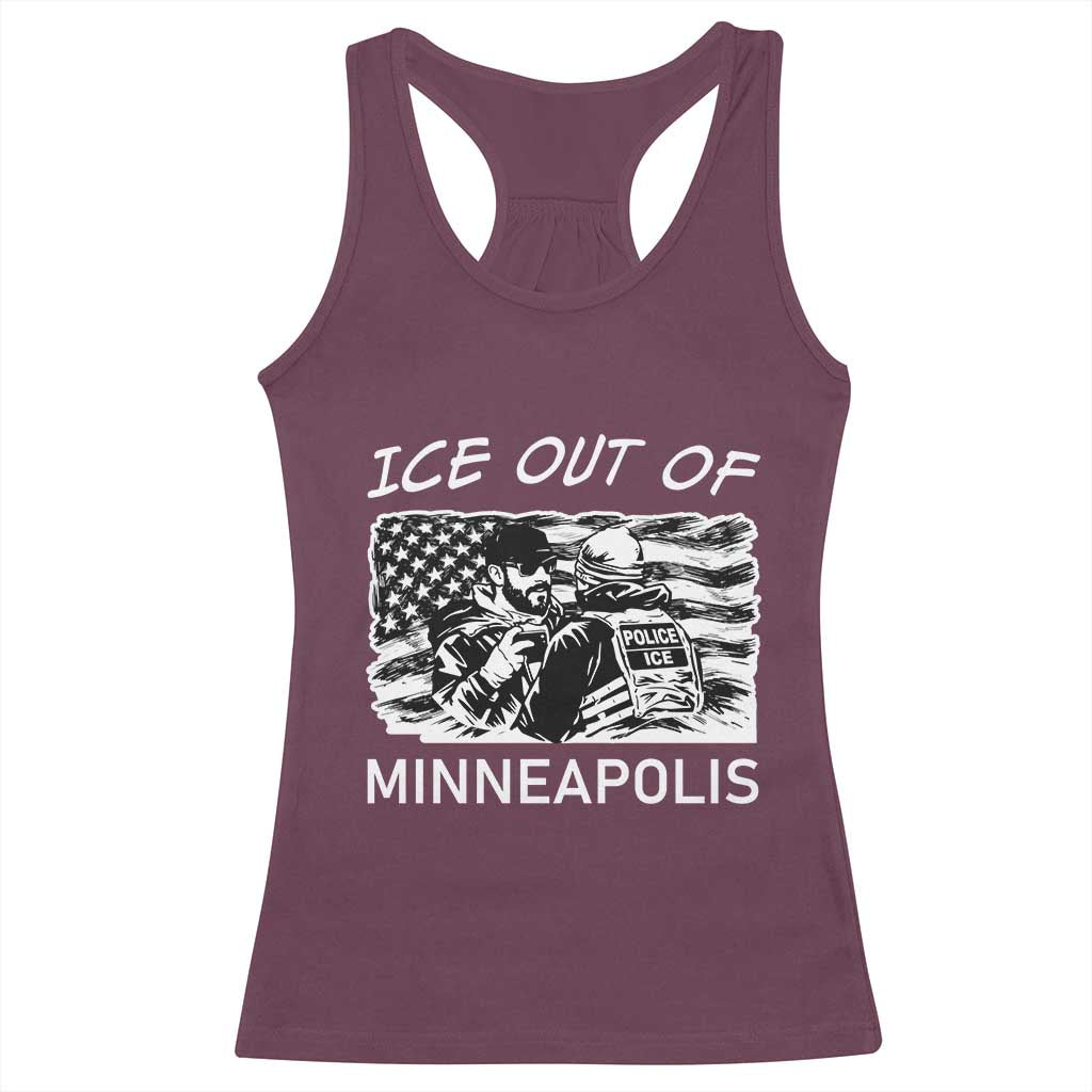 Ice Out Of Minneapolis Racerback Tank Top Minnesota Protest Support Gift TS12 Maroon Print Your Wear