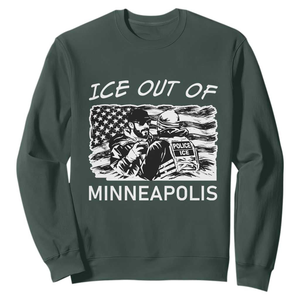 Ice Out Of Minneapolis Sweatshirt Minnesota Protest Support Gift TS12 Dark Forest Green Print Your Wear