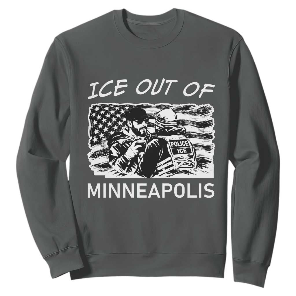Ice Out Of Minneapolis Sweatshirt Minnesota Protest Support Gift TS12 Dark Heather Print Your Wear