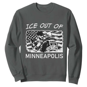 Ice Out Of Minneapolis Sweatshirt Minnesota Protest Support Gift TS12 Dark Heather Print Your Wear