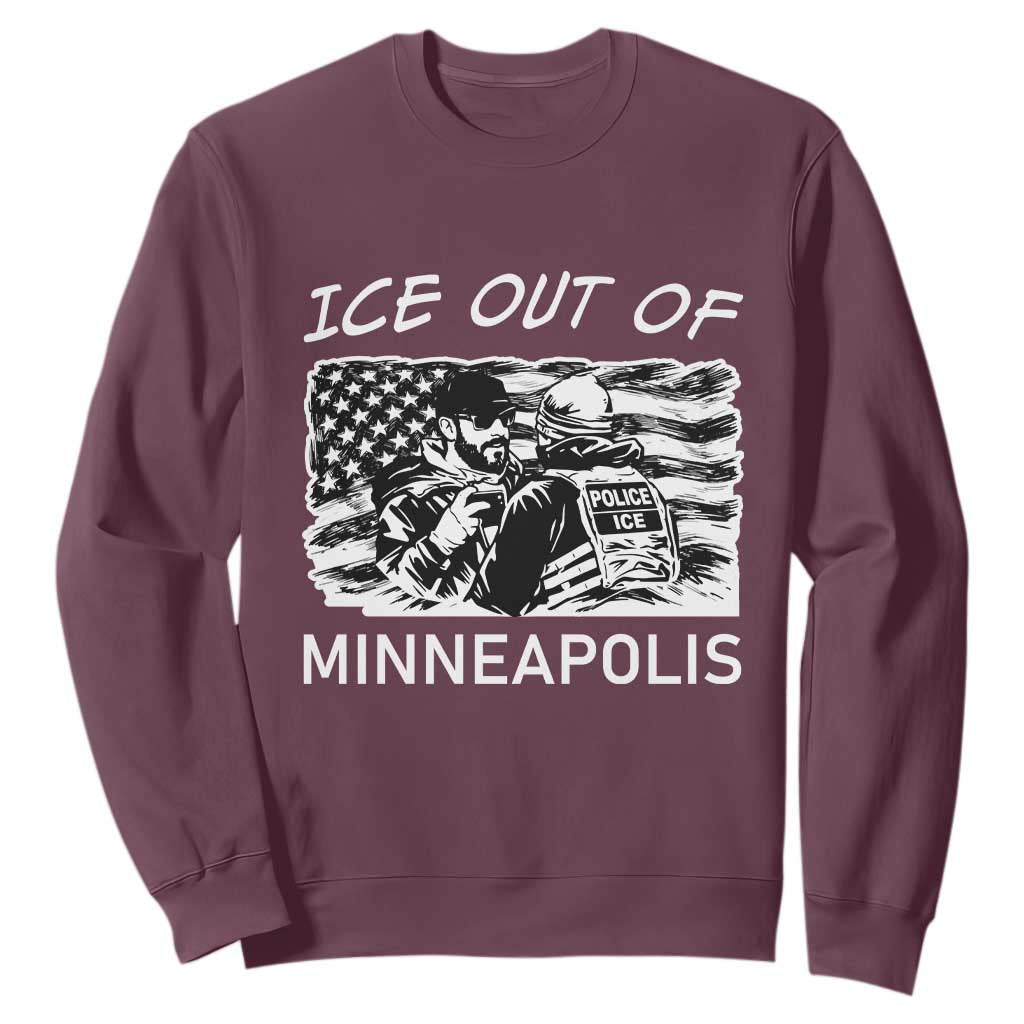 Ice Out Of Minneapolis Sweatshirt Minnesota Protest Support Gift TS12 Maroon Print Your Wear