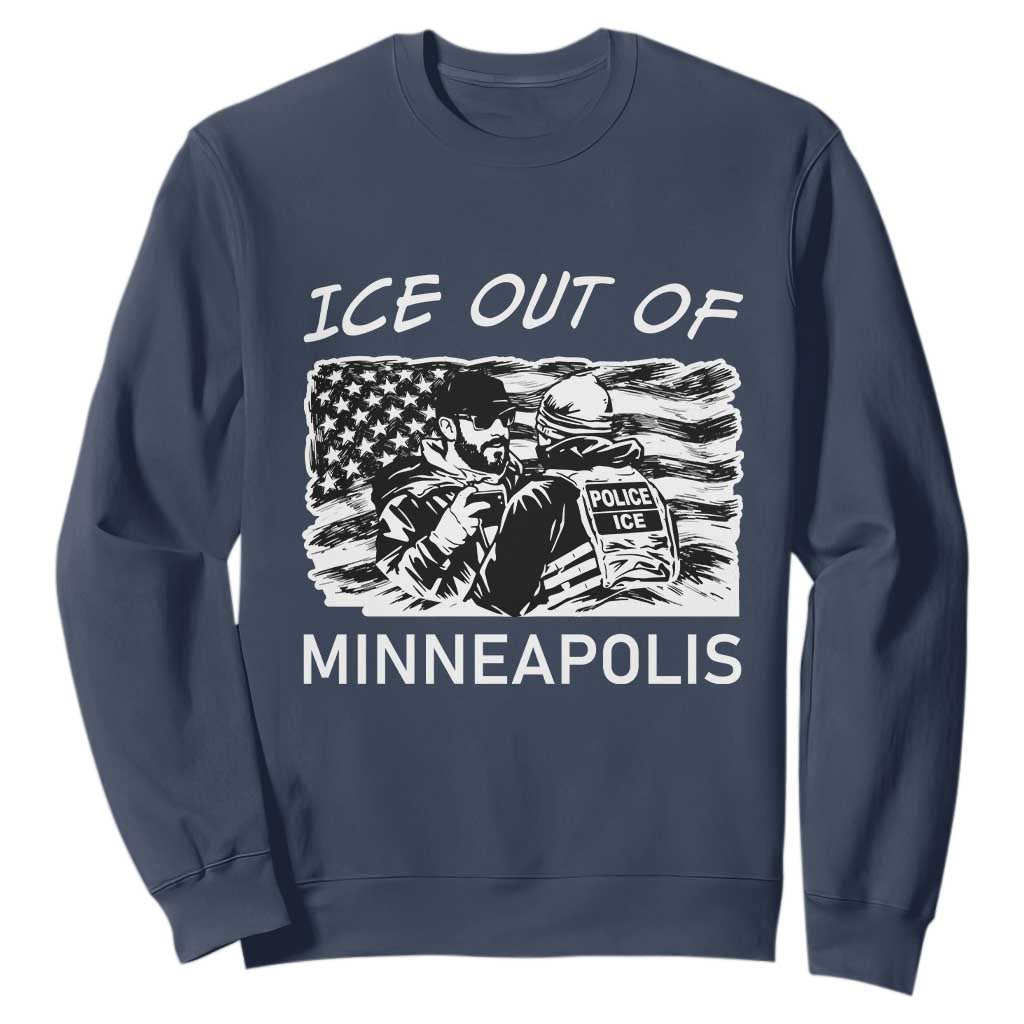 Ice Out Of Minneapolis Sweatshirt Minnesota Protest Support Gift TS12 Navy Print Your Wear