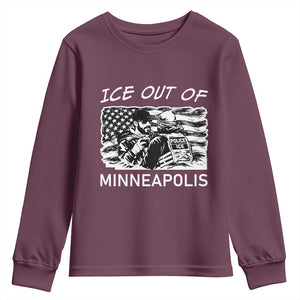 Ice Out Of Minneapolis Youth Sweatshirt Minnesota Protest Support Gift TS12 Maroon Print Your Wear