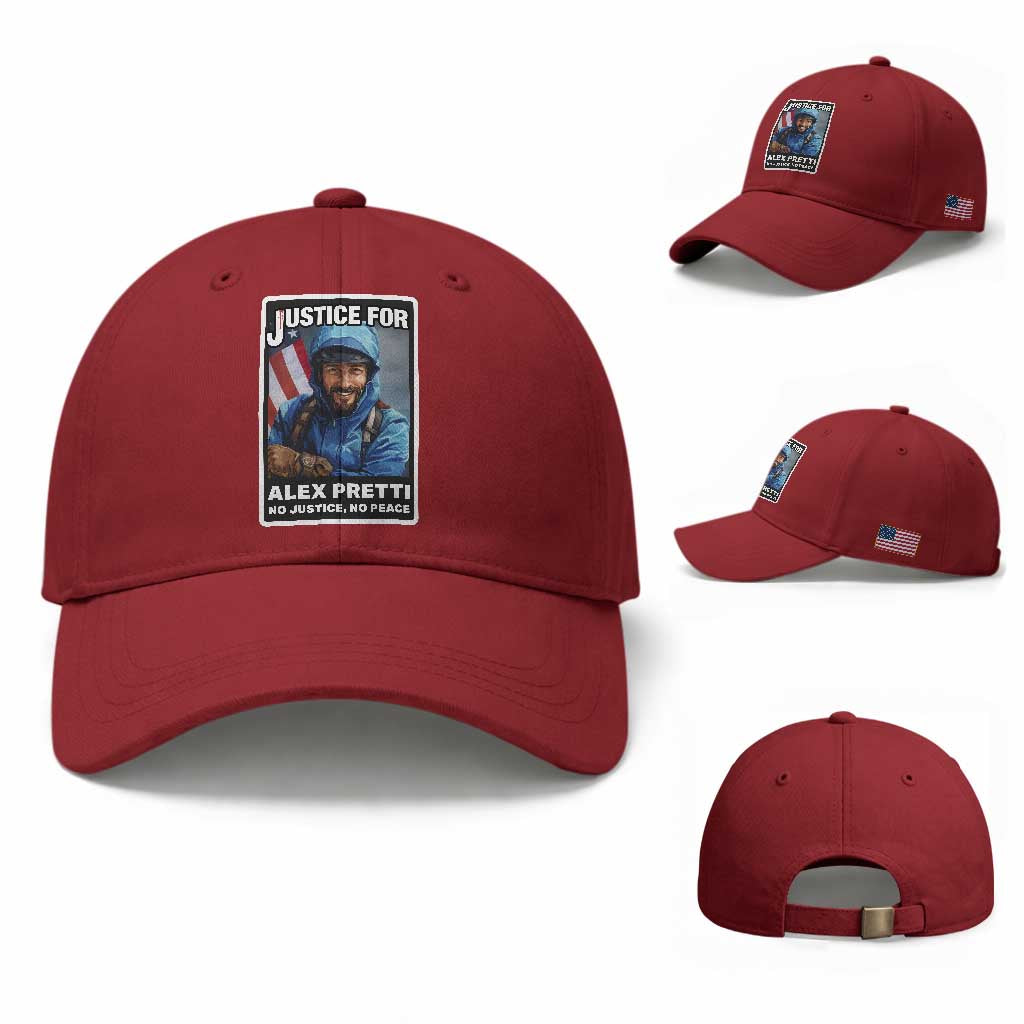 Justice For Alex Pretti Baseball Cap Minneapolis USA Support Gift TS12 Baseball Cap Universal Fit Cherry Red Print Your Wear