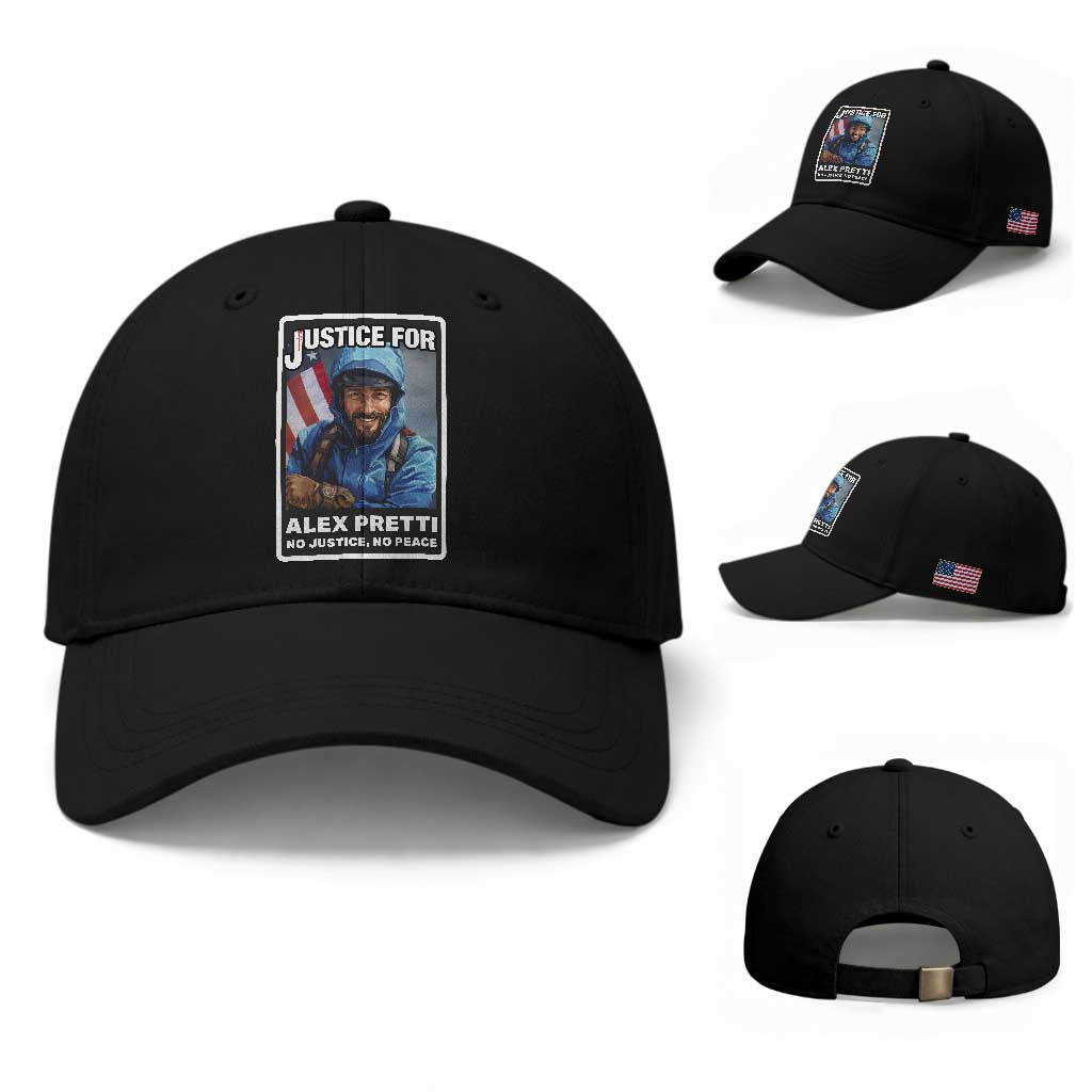 Justice For Alex Pretti Baseball Cap Minneapolis USA Support Gift TS12 Baseball Cap Universal Fit Black Print Your Wear