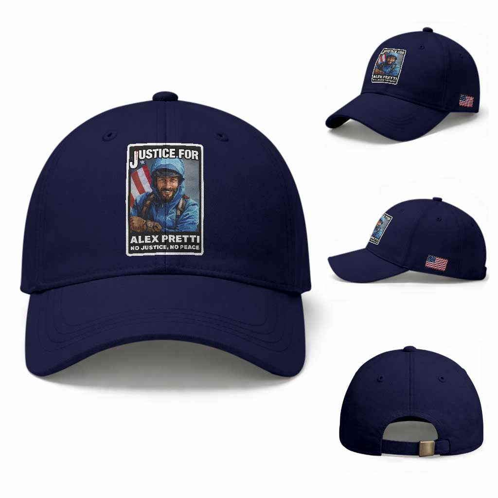 Justice For Alex Pretti Baseball Cap Minneapolis USA Support Gift TS12 Baseball Cap Universal Fit Dark Blue Print Your Wear