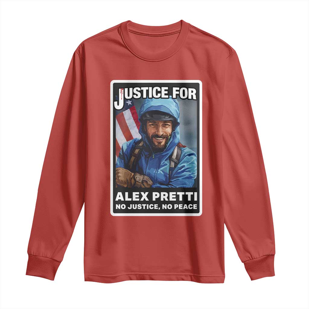 Justice For Alex Pretti Long Sleeve Shirt Minneapolis USA Support Gift TS12 Red Print Your Wear