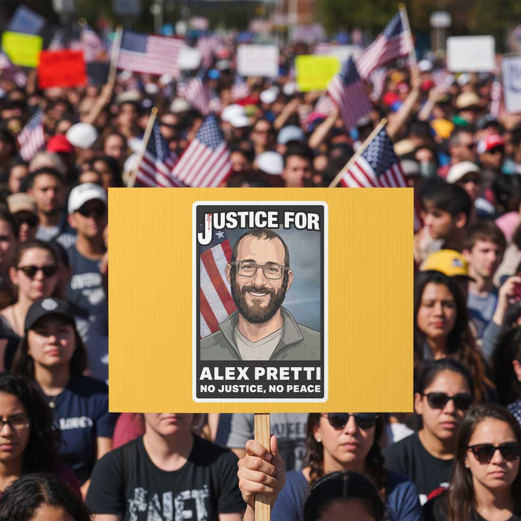 American Flag Minneapolis Support For Alex Gift Protest Sign TS12 Horizontal 18