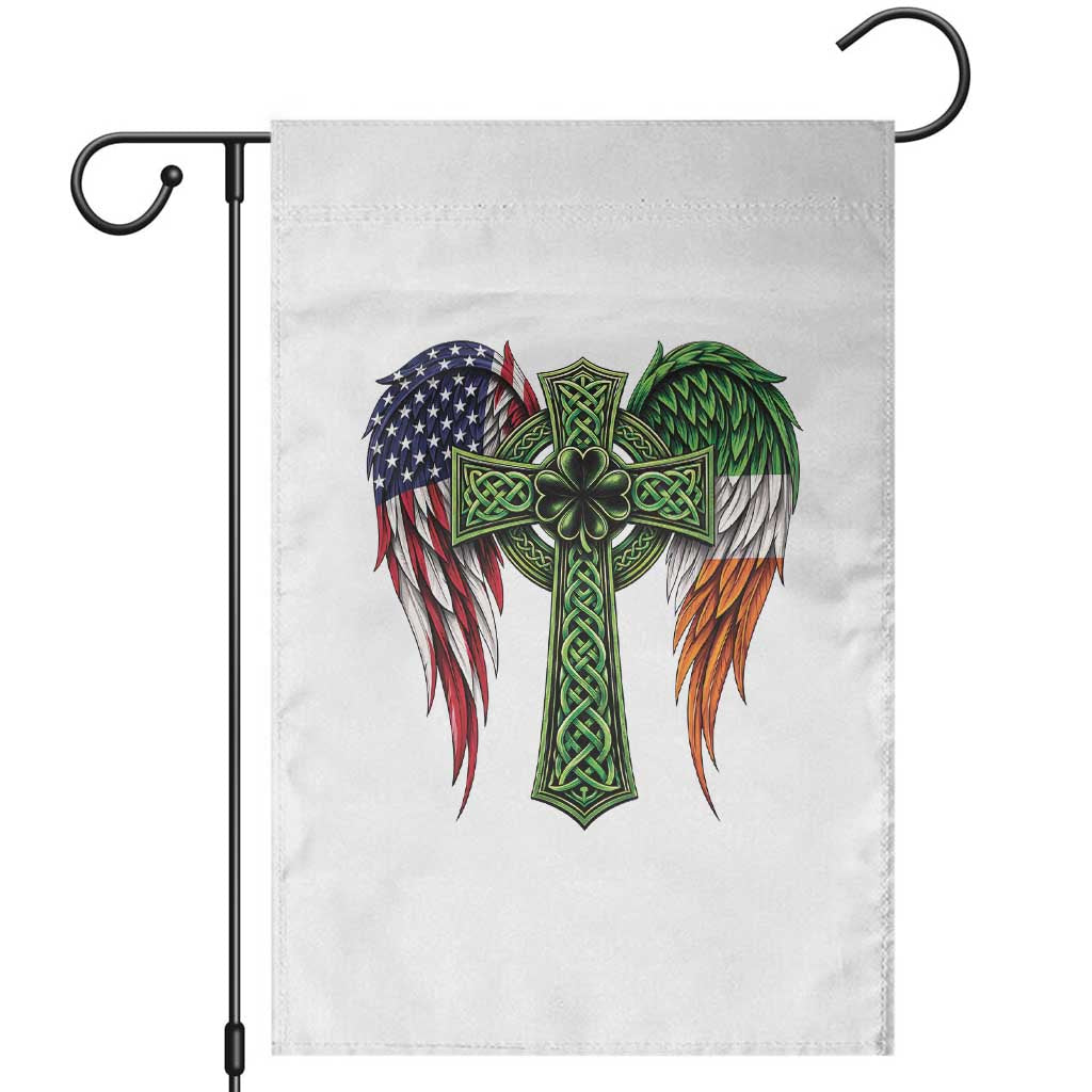 USA Flag Celtic Cross Irish American Garden Flag St Patricks Day Gift TS12 White Print Your Wear