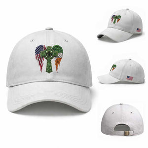 USA Flag Celtic Cross Irish American Baseball Cap St Patricks Day Gift TS12 Baseball Cap Universal Fit White Print Your Wear