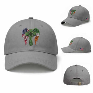 USA Flag Celtic Cross Irish American Baseball Cap St Patricks Day Gift TS12 Baseball Cap Universal Fit Sport Gray Print Your Wear