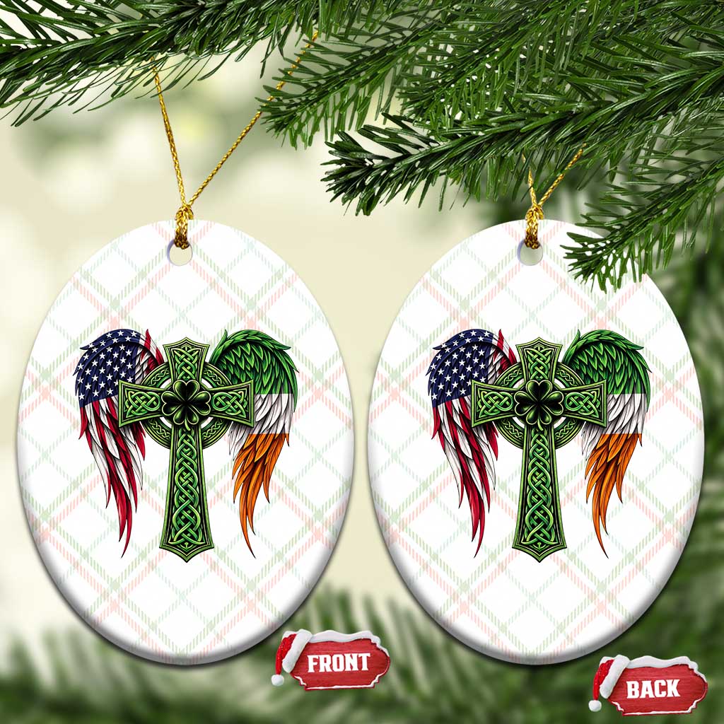 USA Flag Celtic Cross Irish American Ceramic Ornament St Patricks Day Gift TS12 Print Your Wear