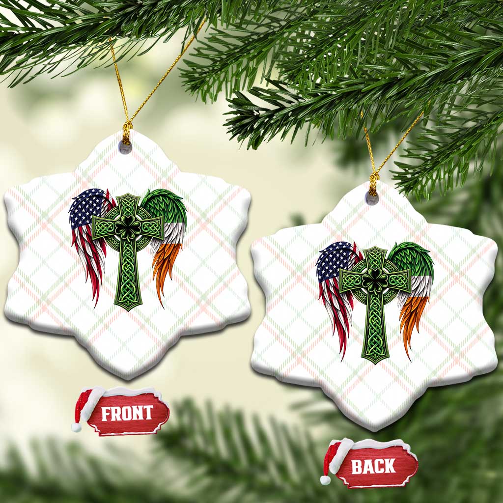 USA Flag Celtic Cross Irish American Ceramic Ornament St Patricks Day Gift TS12 Print Your Wear
