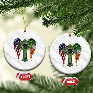 USA Flag Celtic Cross Irish American Ceramic Ornament St Patricks Day Gift TS12 1pc White Marble Print Your Wear