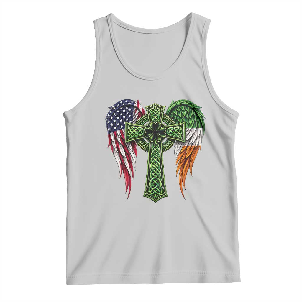 USA Flag Celtic Cross Irish American Tank Top St Patricks Day Gift TS12 Ash Print Your Wear