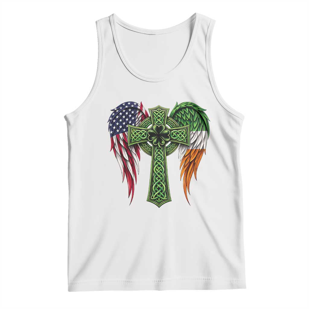 USA Flag Celtic Cross Irish American Tank Top St Patricks Day Gift TS12 White Print Your Wear
