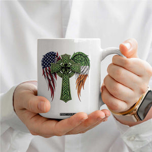 USA Flag Celtic Cross Irish American Coffee Mug St Patricks Day Gift TS12 Print Your Wear