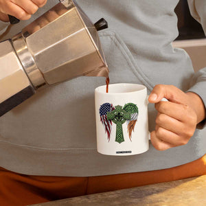 USA Flag Celtic Cross Irish American Coffee Mug St Patricks Day Gift TS12 Print Your Wear