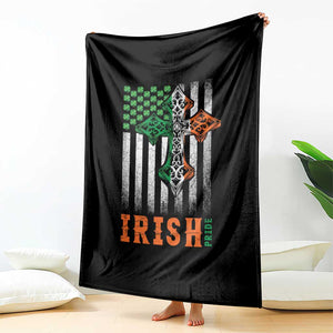 Irish American Pride Celtic Cross USA Flag Throw Blanket St Patricks Day Gift TS12 Print Your Wear