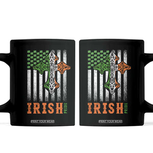 Irish American Pride Celtic Cross USA Flag Coffee Mug St Patricks Day Gift TS12 Black Print Your Wear