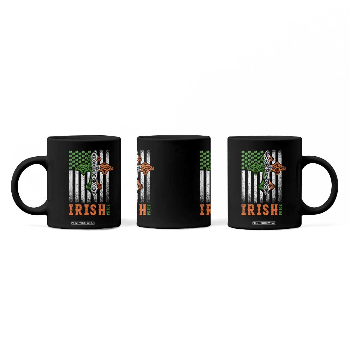 Irish American Pride Celtic Cross USA Flag Coffee Mug St Patricks Day Gift TS12 Print Your Wear